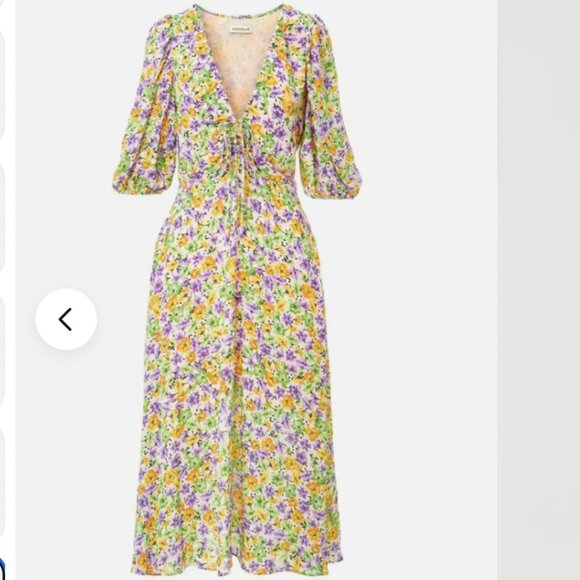 Nicholas NEW Danielle Lace Up Ruched Crepe Midi Dress In Whistledown Floral Sz 6 - Picture 5 of 5